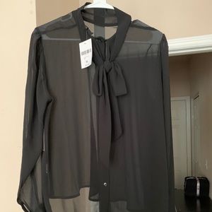 Black sheer long sleeve 3/4 quarter shirt.